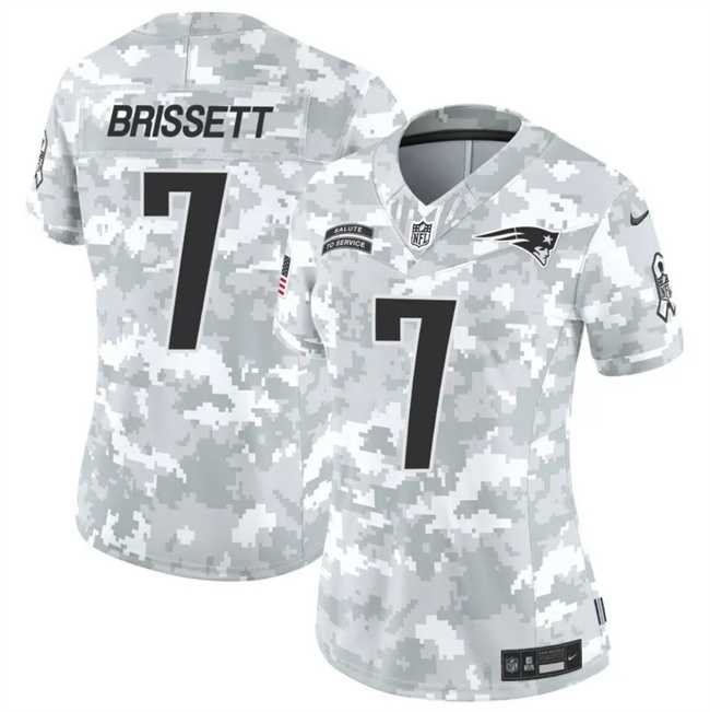 Womens New England Patriots #7 Jacoby Brissett 2024 F.U.S.E Arctic Camo Salute To Service Limited Stitched Jersey Dzhi